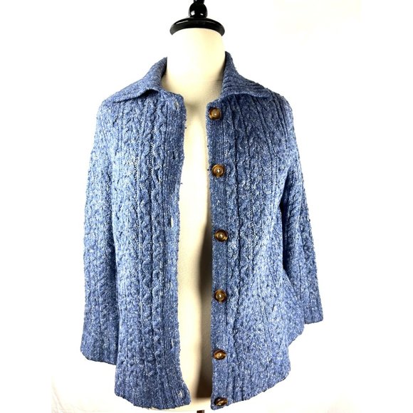 Grandma L.L Bean Cable Knit Wool Blend Button Cardigan, Women's X-Large Regular - Picture 1 of 10